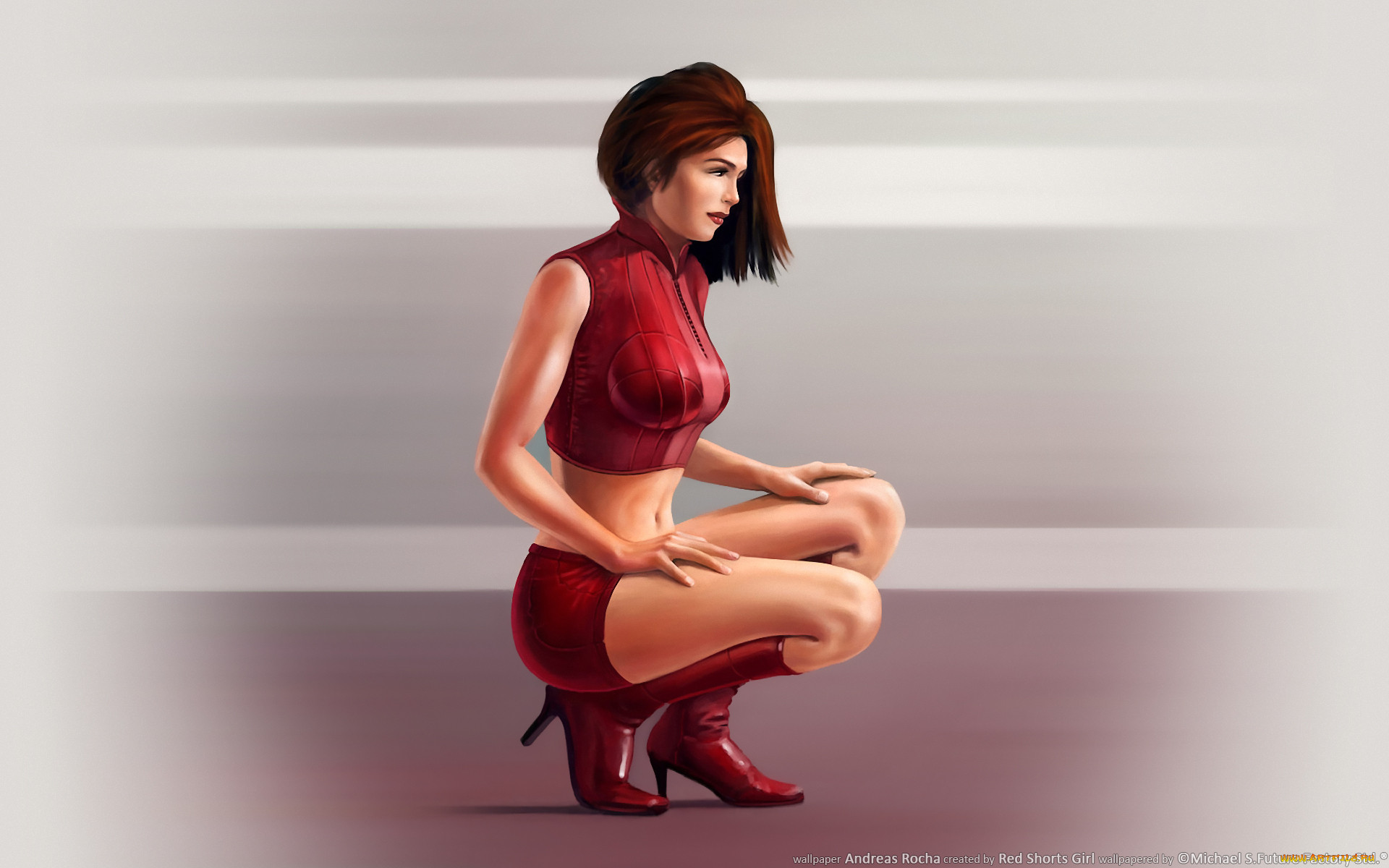 red, shorts, girl, 